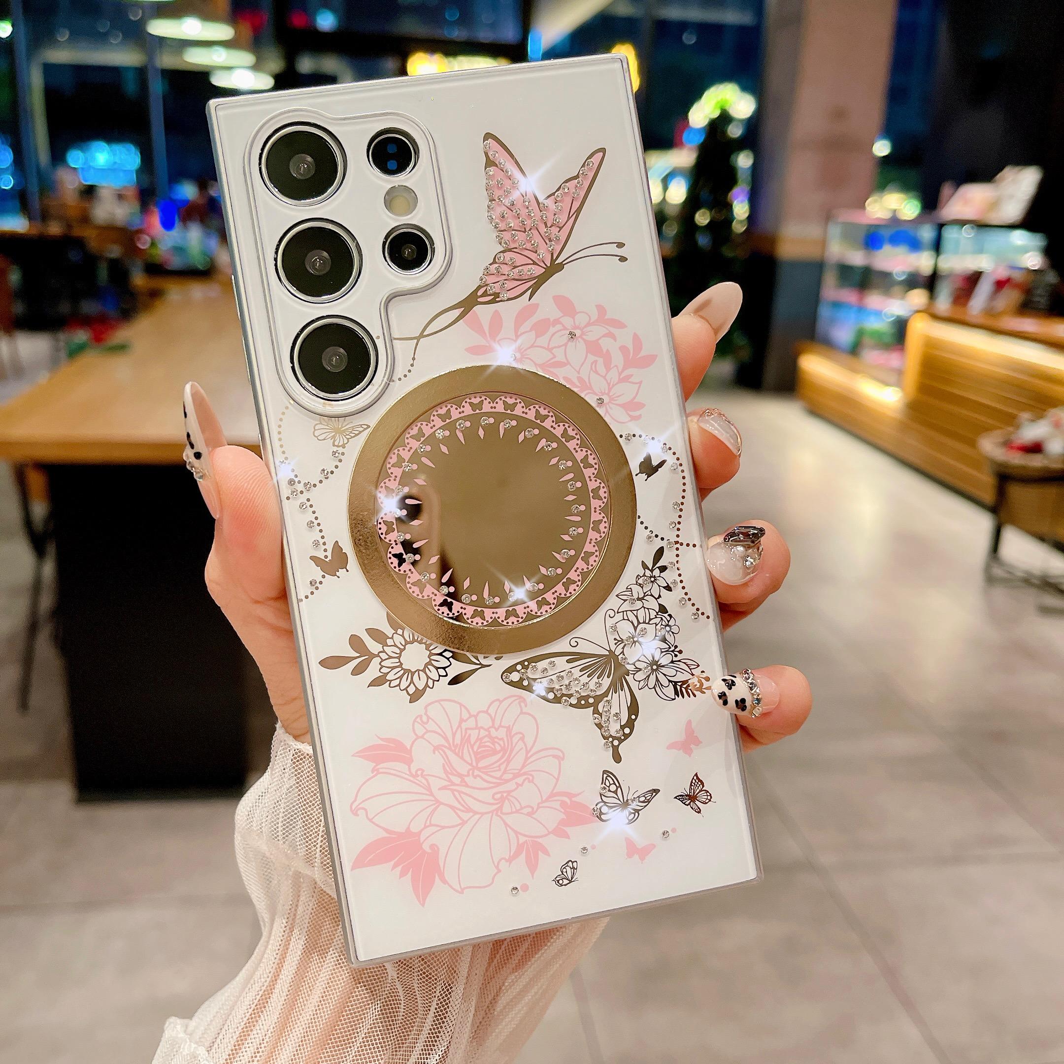 For Samsung Galaxy S24 Ultra Case Compatible with MagSafe TPU+PC Phone Cover Flower Butterfly Pattern White/Pink
For Samsung Galaxy S24 Ultra Case Compatible with MagSafe TPU+PC Phone Cover Flower Butterfly Pattern White/Pink