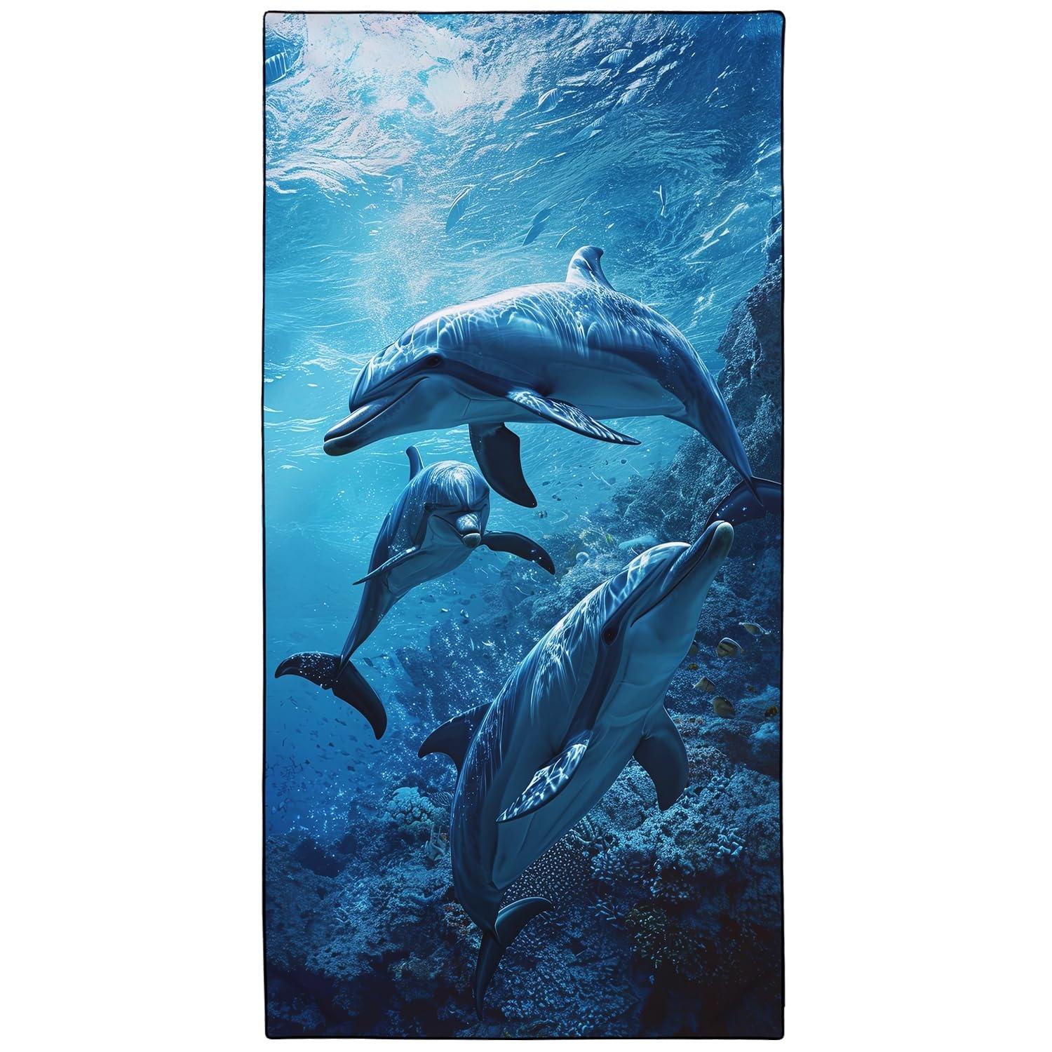 Ocean Dolphins Beach Towels for Adults Extra Large 140x180 cm, Microfibre Quick Dry Towel for Travel Swimming Camping Sports W30*H60(CM)
Ocean Dolphins Beach Towels for Adults Extra Large 140x180 cm, Microfibre Quick Dry Towel for Travel Swimming Camping Sports W30*H60(CM)