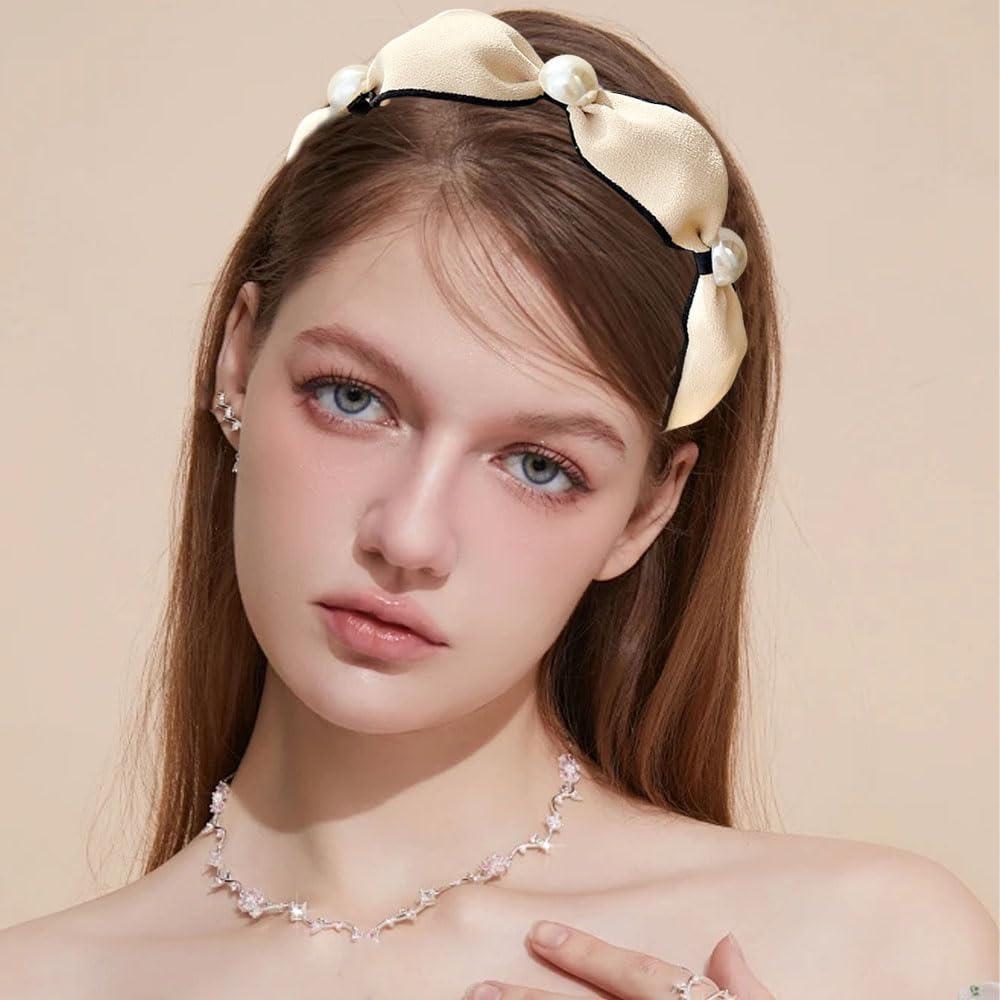 Pearl Headbands for Women | Bow Knotted Elastic Turban Boho Bandeau Hair Fashion for Washing Face, Bride Wedding, Embellished Preppy Trendy Birthday
Pearl Headbands for Women | Bow Knotted Elastic Turban Boho Bandeau Hair Fashion for Washing Face, Bride Wedding, Embellished Preppy Trendy Birthday