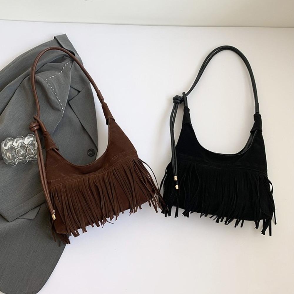 Solid Color Tassel Shoulder Bag Korean Style Underarm Packs Fashion Suede Handbag Office Worker чорний
Solid Color Tassel Shoulder Bag Korean Style Underarm Packs Fashion Suede Handbag Office Worker чорний
