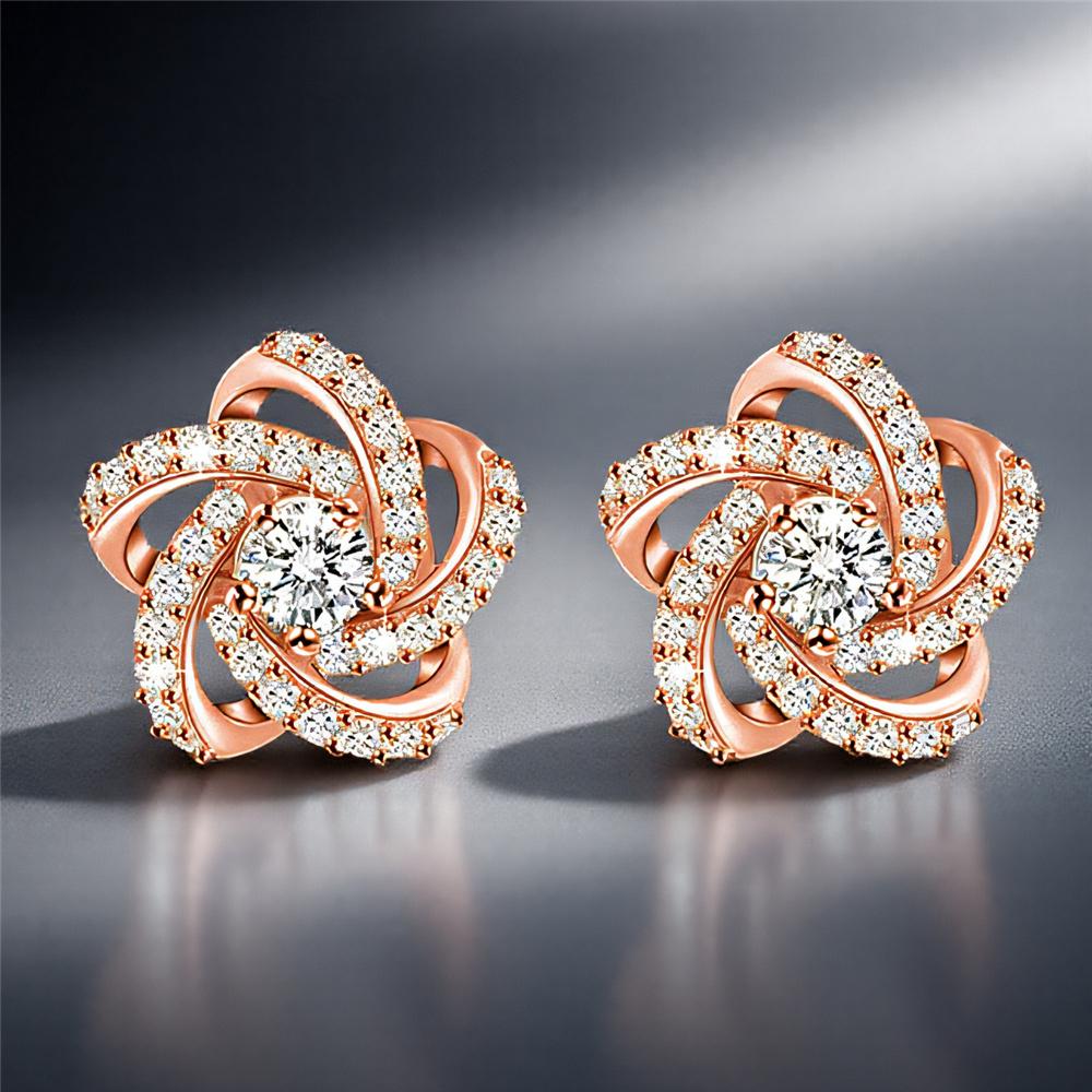 Cute Female Rose Gold Color Round White Zircon Stone Stud Earrings Lovely Bridal Wedding Jewelry For Women
Cute Female Rose Gold Color Round White Zircon Stone Stud Earrings Lovely Bridal Wedding Jewelry For Women