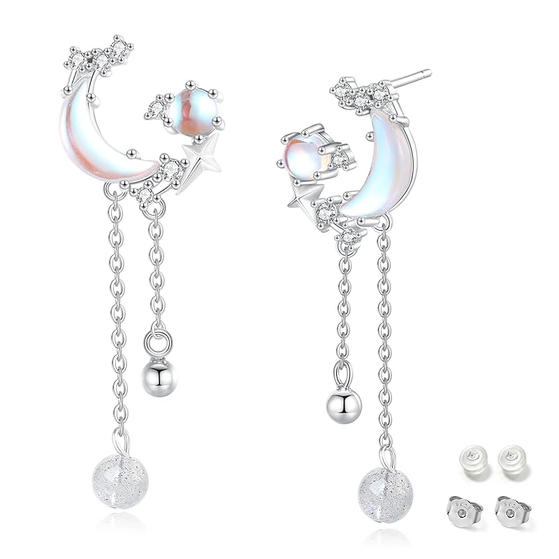 Silver Thunder earrings ladies month star motif swaying chain cute moonstone ornament silver 925 Compatible with metal allergies birthstone jewelry
Silver Thunder earrings ladies month star motif swaying chain cute moonstone ornament silver 925 Compatible with metal allergies birthstone jewelry
