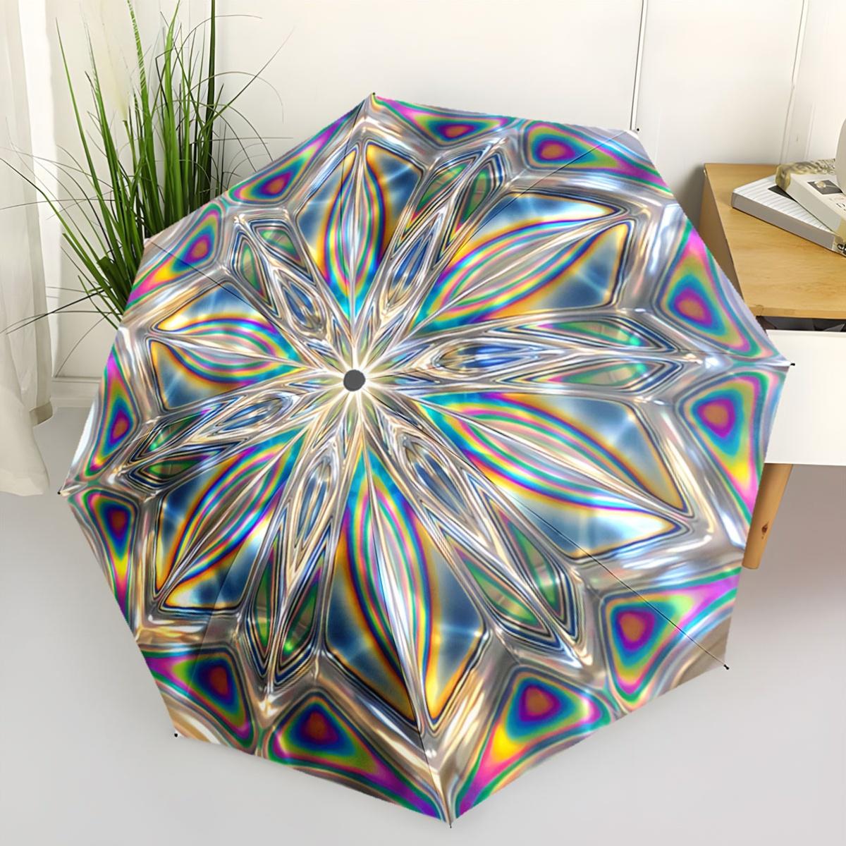 Automatic Folding Umbrella with Kaleidoscopic Starburst Design - 8-Rib Automatic Open/Close, Large Canopy, Compact & Portable Iron&8K
Automatic Folding Umbrella with Kaleidoscopic Starburst Design - 8-Rib Automatic Open/Close, Large Canopy, Compact & Portable Iron&8K