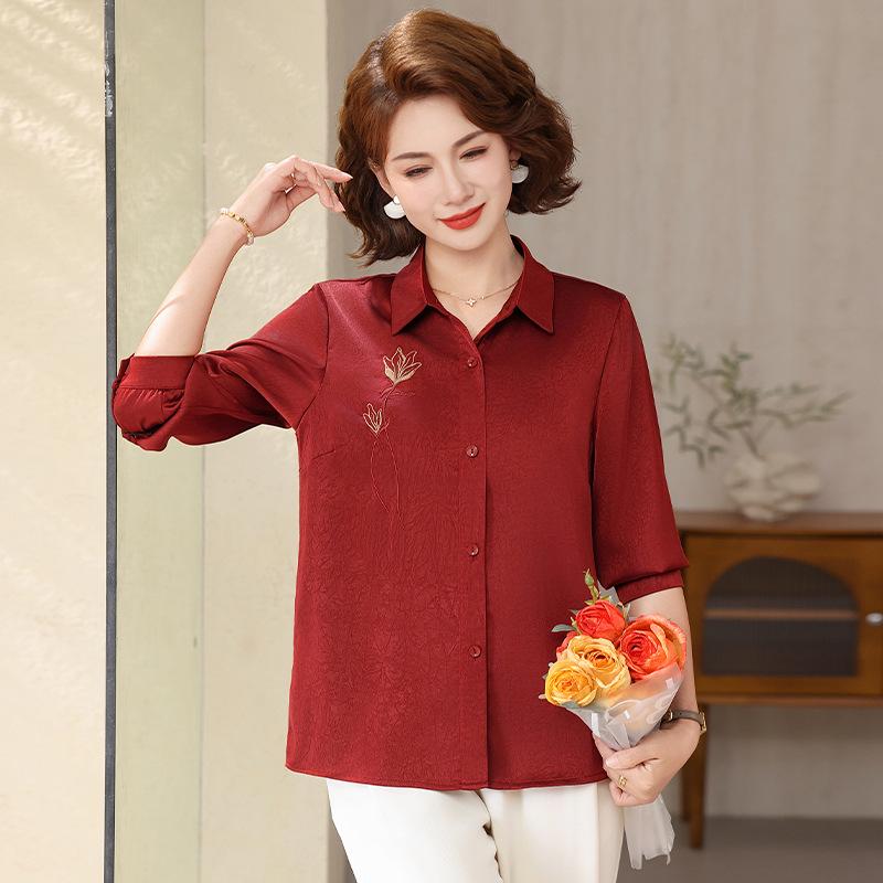 Stylish Floral Embroidered Three-Quarter Sleeve Shirt for Moms 2XL (105-120 lbs) вина червоного кольору
Stylish Floral Embroidered Three-Quarter Sleeve Shirt for Moms 2XL (105-120 lbs) вина червоного кольору