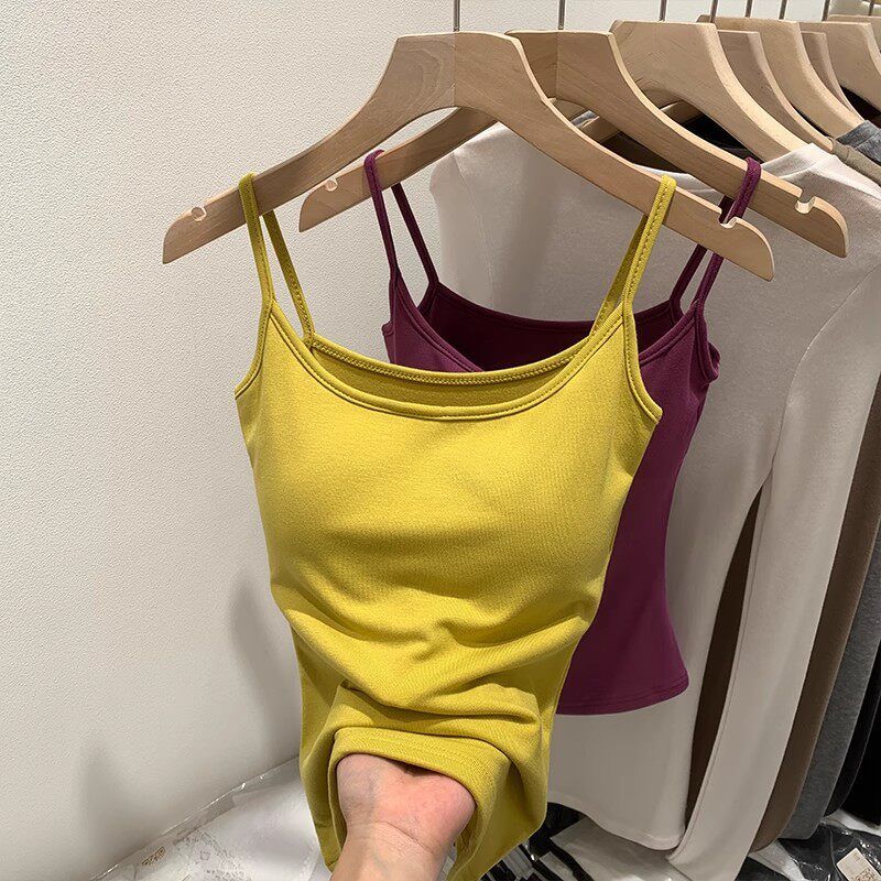 Unique Exquisite American Sexy Sleeveless Sling with Chest Pad Female Summer 2024 New Arrival Fancy Slim Fit Inner Wear Yellow S
Unique Exquisite American Sexy Sleeveless Sling with Chest Pad Female Summer 2024 New Arrival Fancy Slim Fit Inner Wear Yellow S