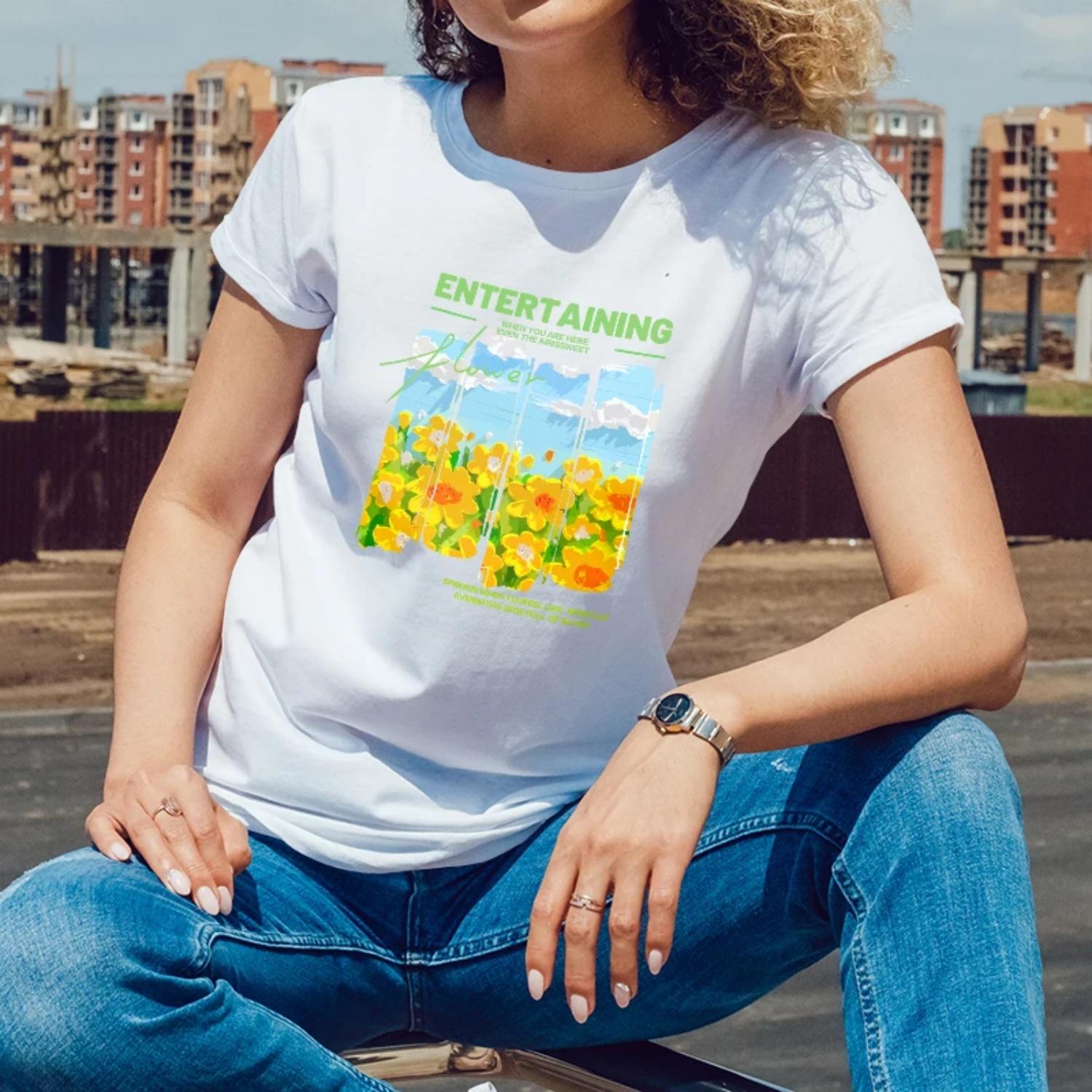 SummerWomensShortSleeveCottonTShirtEntertainingFlowerYellowDaffodilFieldPrintforOutdoorGettogethersYoungWomenwithaCheerful Style XXXXXL білий
SummerWomensShortSleeveCottonTShirtEntertainingFlowerYellowDaffodilFieldPrintforOutdoorGettogethersYoungWomenwithaCheerful Style XXXXXL білий