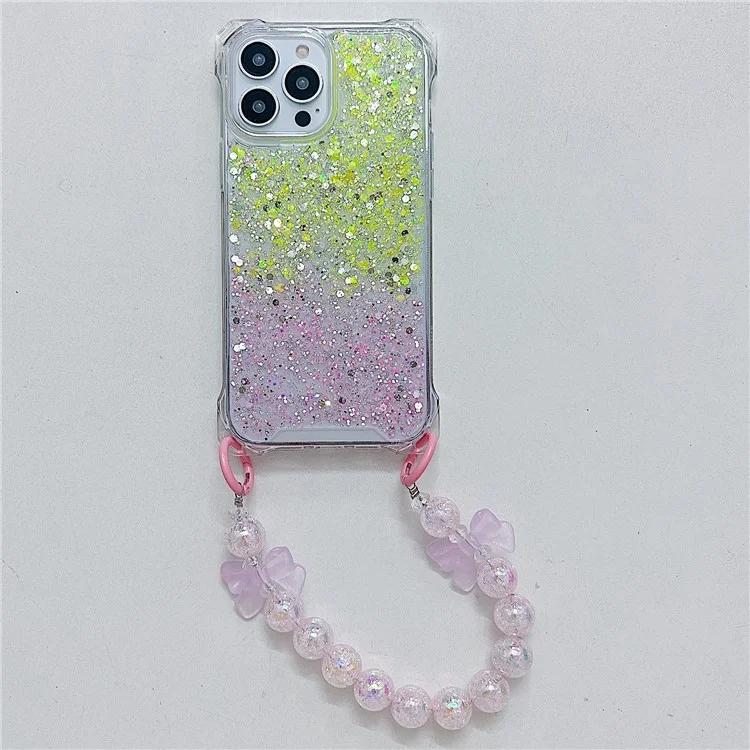 Для iPhone 15 Pro Max чехол TPU+акриловый утолщенный 4-угольный чехол для телефона с браслетом из бисера - желтый+розовый
Для iPhone 15 Pro Max чехол TPU+акриловый утолщенный 4-угольный чехол для телефона с браслетом из бисера - желтый+розовый