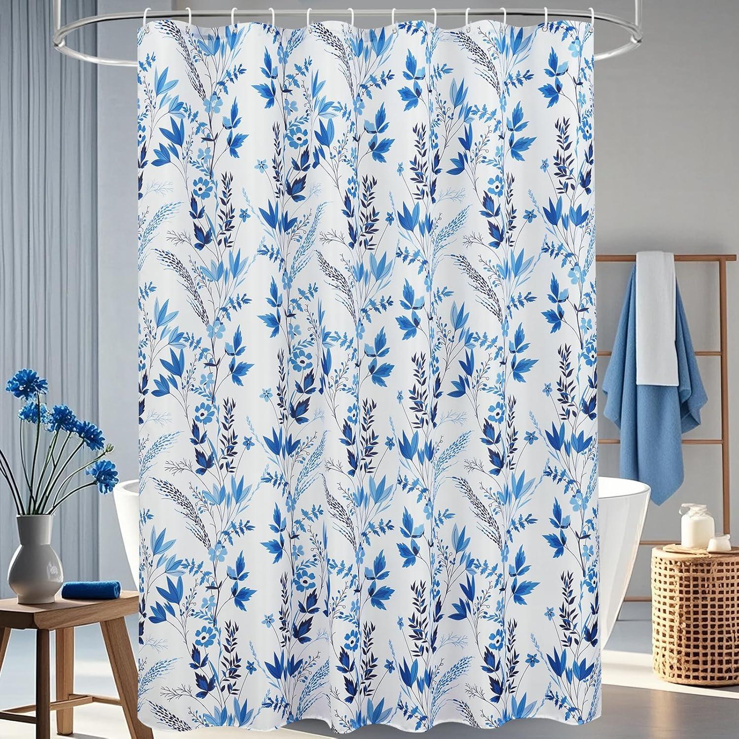 Blue Floral Shower Curtain Elegant Botanical Pattern On White Background Waterproof Easy To Install Enhance Your Space W60H190(CM)-1 Pcs
Blue Floral Shower Curtain Elegant Botanical Pattern On White Background Waterproof Easy To Install Enhance Your Space W60H190(CM)-1 Pcs