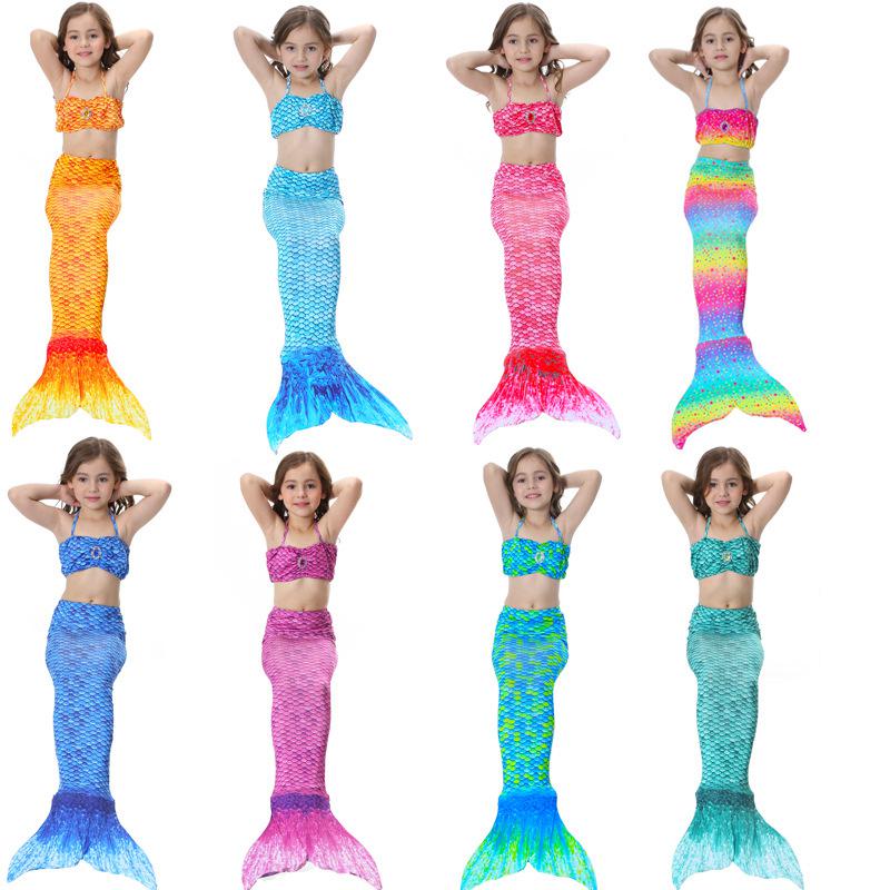 Buy 110 150 3pcs Summer Girl Bikini Set Mermaid Tail Cosplay Swimwear