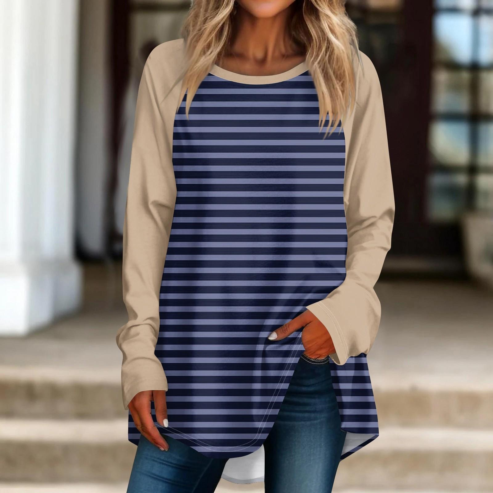 Женская негабаритная полосатая рубашка с длинными рукавами и круглым вырезом, полосатая футболка, верхний пуловер XXL тёмно-синий
Женская негабаритная полосатая рубашка с длинными рукавами и круглым вырезом, полосатая футболка, верхний пуловер XXL тёмно-синий