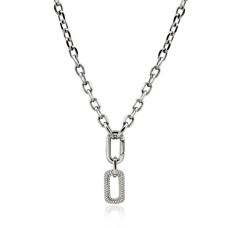 Fashion Luxury Silver Plated Chain Gold Silver Clasp Diamond Pendant Paper Clip Necklace with Zirconia Women Jewelry
Fashion Luxury Silver Plated Chain Gold Silver Clasp Diamond Pendant Paper Clip Necklace with Zirconia Women Jewelry