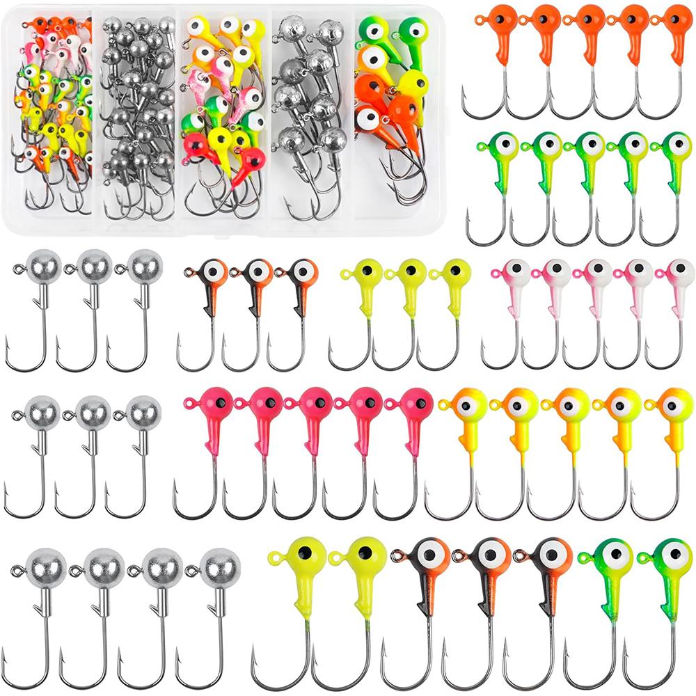 75Pcs Fishing Jig Heads Hooks Round Jig Head Fishing Lures Crappie Jig Heads Hooks for Bass Trout Crappie Walleye Fishing Tackle
75Pcs Fishing Jig Heads Hooks Round Jig Head Fishing Lures Crappie Jig Heads Hooks for Bass Trout Crappie Walleye Fishing Tackle