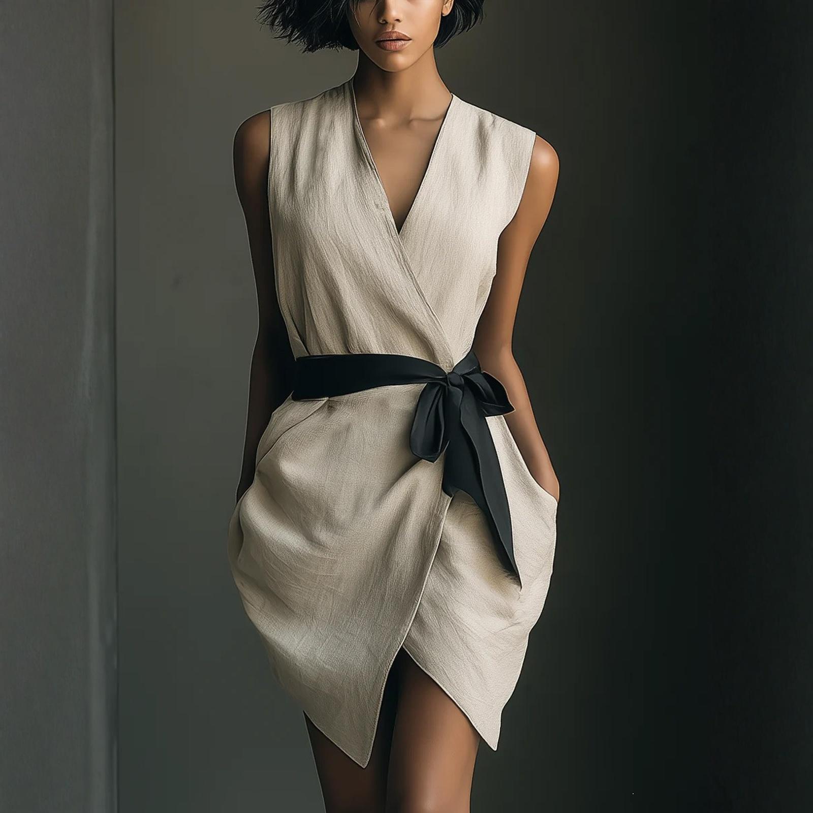 Ladies Casual And Fashionable Sleeveless V-neck Imitation Cotton And Linen Dress XL білий
Ladies Casual And Fashionable Sleeveless V-neck Imitation Cotton And Linen Dress XL білий