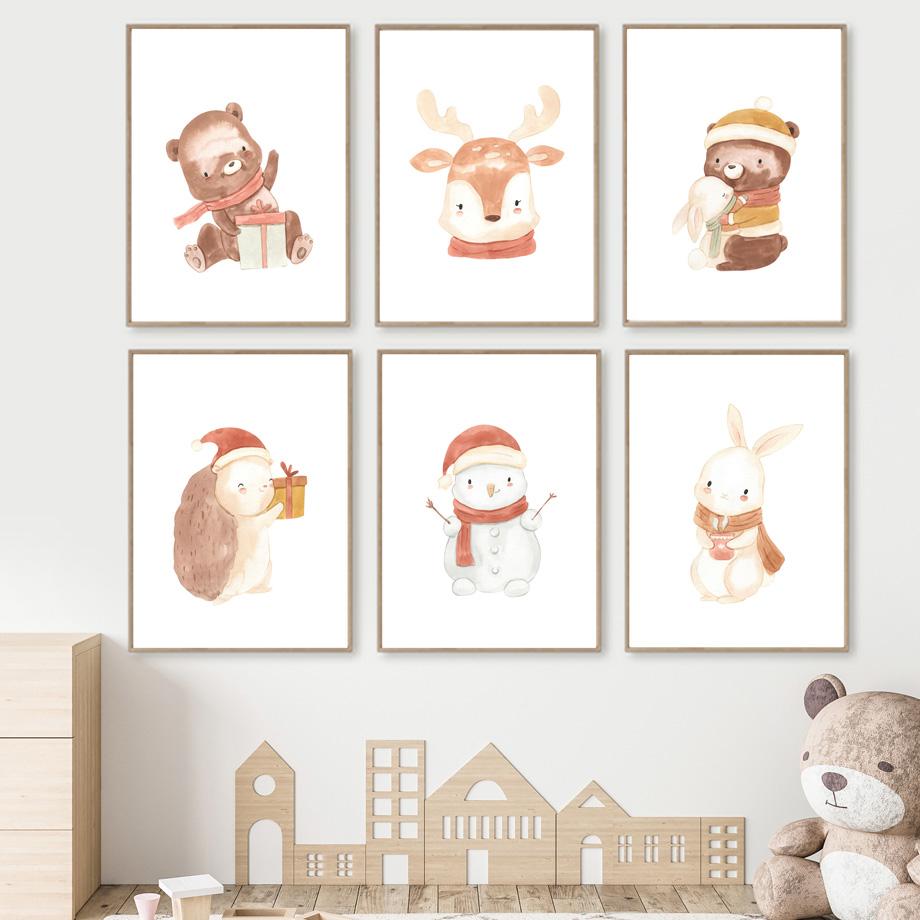 Cute Christmas Snowman Bear Hedgehog Holiday Gift Wall Art Painting Nordic Posters and Prints Wall Pictures
Cute Christmas Snowman Bear Hedgehog Holiday Gift Wall Art Painting Nordic Posters and Prints Wall Pictures