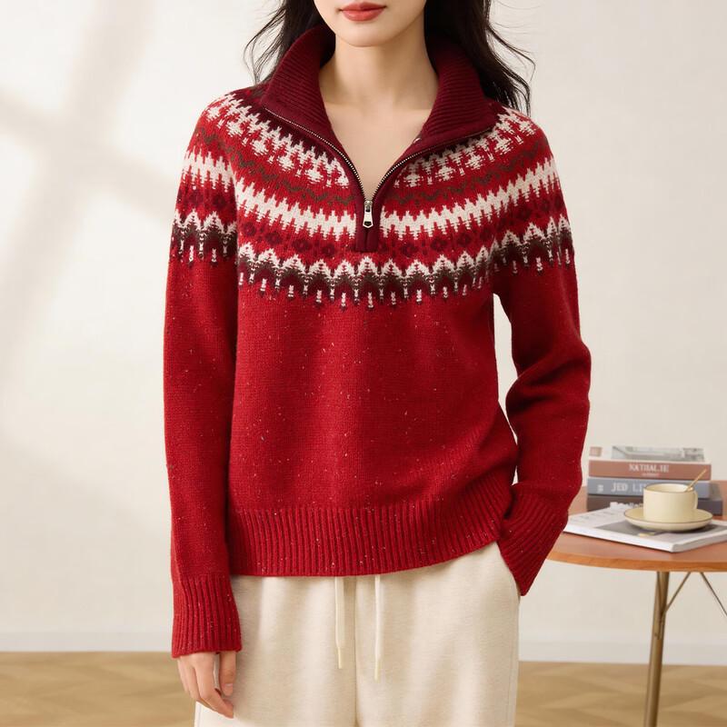 Жіночий светр з вовни ягняти в стилі Fair Isle з напівблискавкою F/165/88A
Жіночий светр з вовни ягняти в стилі Fair Isle з напівблискавкою F/165/88A