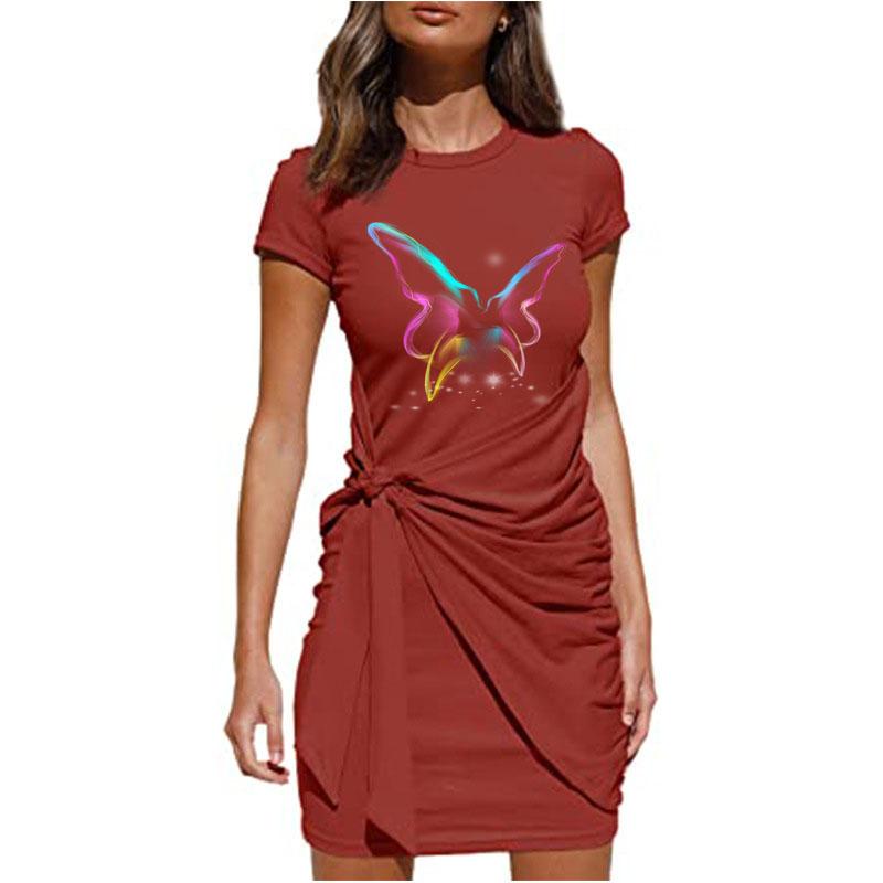 Printed Casual Women s Clothing Elegant Round Neck Mini Dress Short Sleeve Collect Wasit Vestidos
Printed Casual Women s Clothing Elegant Round Neck Mini Dress Short Sleeve Collect Wasit Vestidos