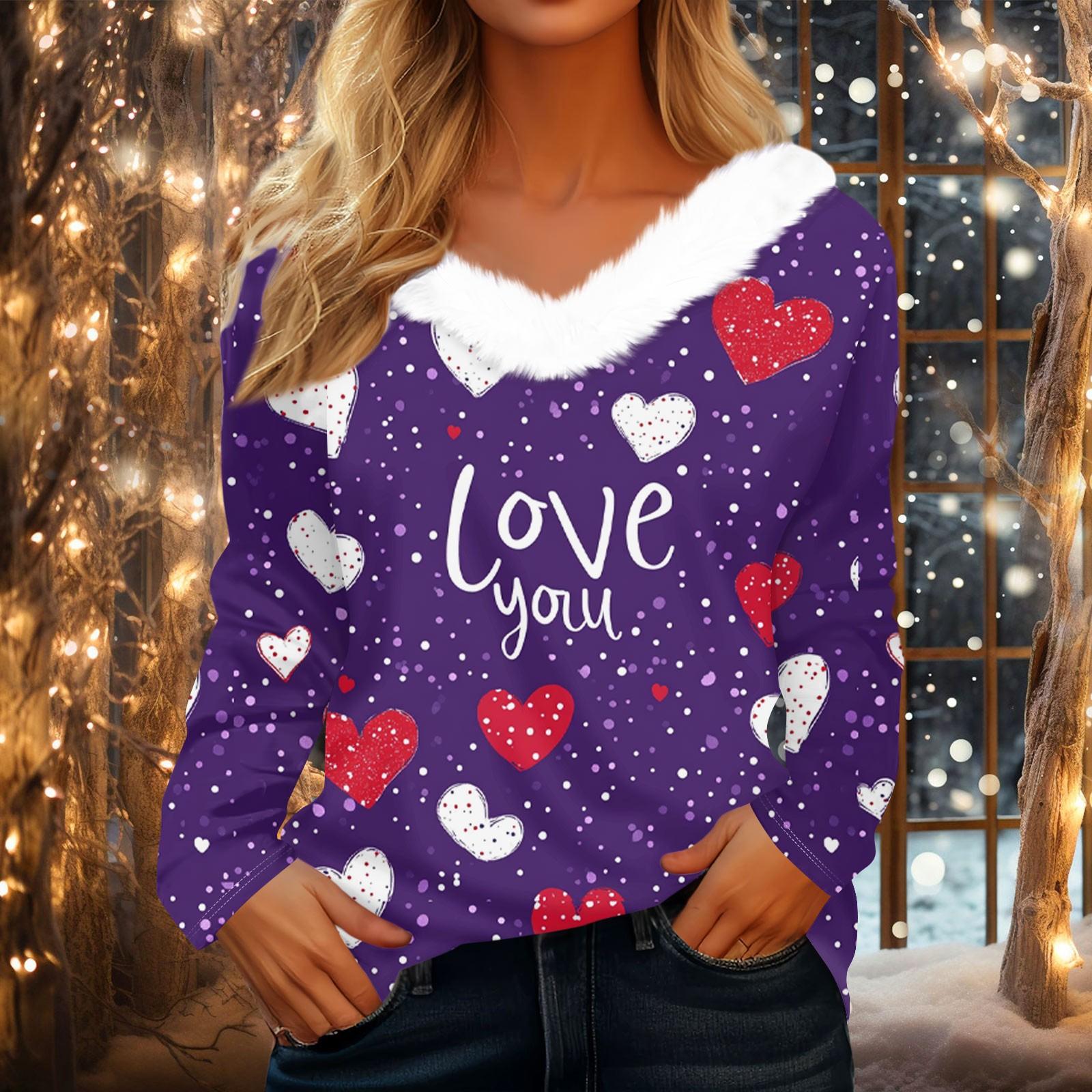 Женская рубашка с длинным рукавом и принтом в виде сердца ко Дню святого Валентина, повседневная свободная футболка с V-образным вырезом, топы L темно-фиолетового
Женская рубашка с длинным рукавом и принтом в виде сердца ко Дню святого Валентина, повседневная свободная футболка с V-образным вырезом, топы L темно-фиолетового