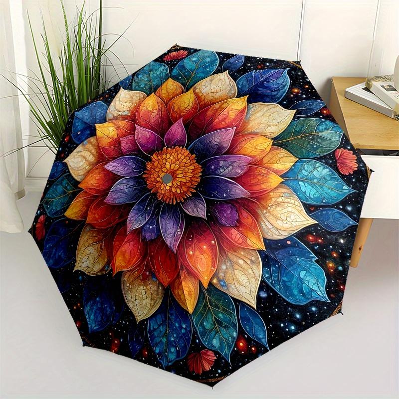 Floral Mandala, Cosmic Art Themed Automatic Opening and Closing Fashion umbrella Creative Design Umbrella, Portable Tri fold Small Umbrell
Floral Mandala, Cosmic Art Themed Automatic Opening and Closing Fashion umbrella Creative Design Umbrella, Portable Tri fold Small Umbrell