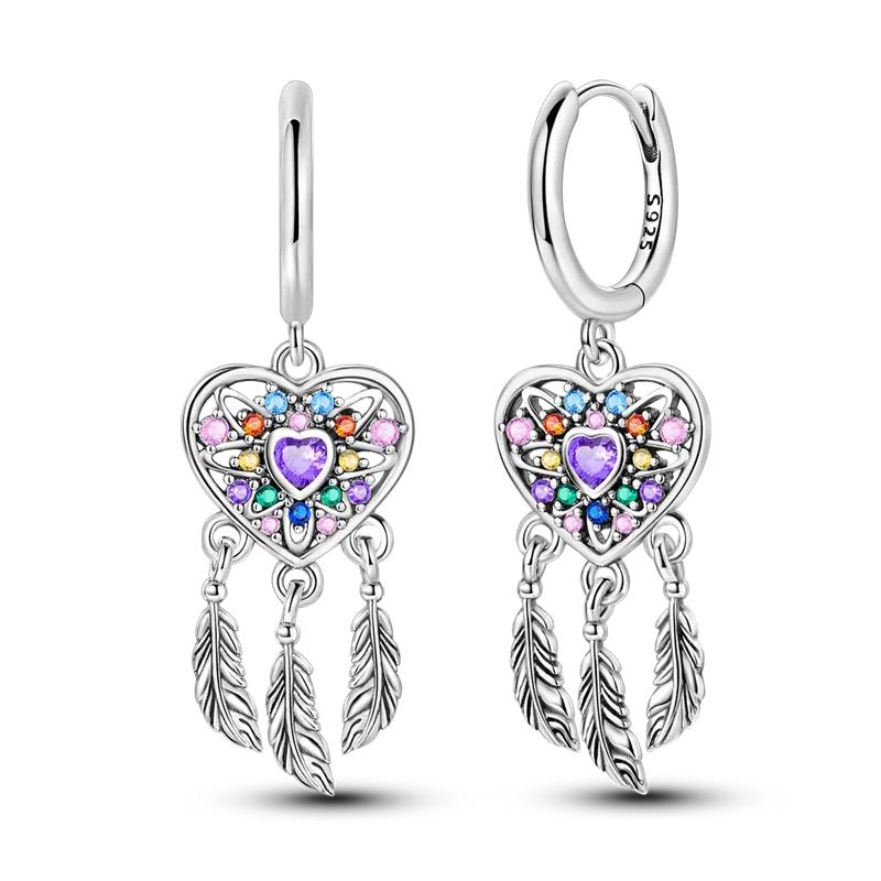 925 Silver Love Feather Moon Star Heart Earrings Fit Charms Hoop for Women Girls Stud Earring Jewelry Gifts
925 Silver Love Feather Moon Star Heart Earrings Fit Charms Hoop for Women Girls Stud Earring Jewelry Gifts