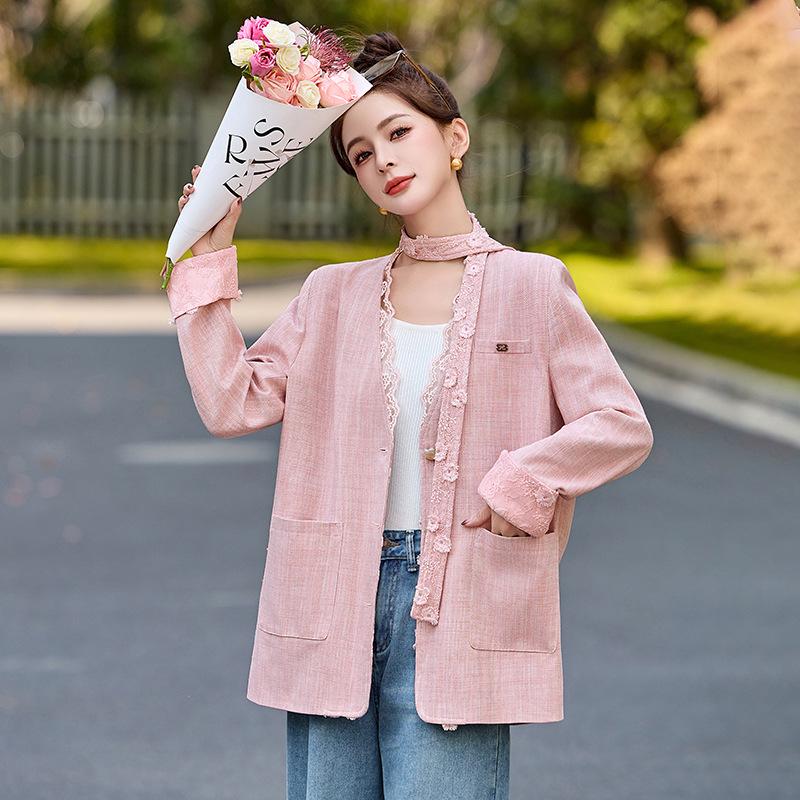 Lace Patchwork Ribbon Blazer Jacket - 2025 Spring Women s Fashion RX9220 S: 90-110 jin
Lace Patchwork Ribbon Blazer Jacket - 2025 Spring Women s Fashion RX9220 S: 90-110 jin