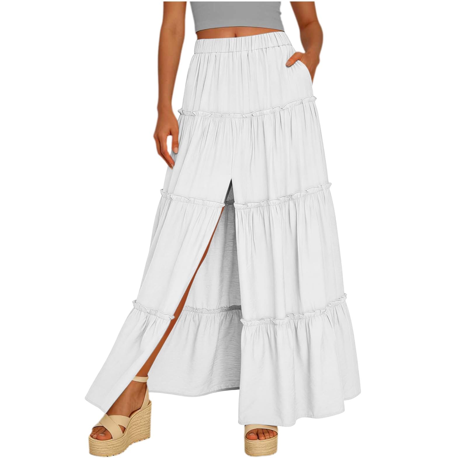 Women s Fashion Color Split Bohemian High Waist Summer Casual Beach Pocket Skirt XL білий
Women s Fashion Color Split Bohemian High Waist Summer Casual Beach Pocket Skirt XL білий