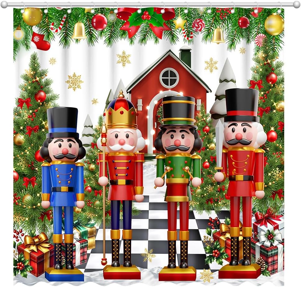 Cartoon Nutcracker Soldier Christmas Shower Curtain With Santa Xmas Trees Design, Holiday Bathroom Decor For Bathtub W60H190(CM)-1 Pcs
Cartoon Nutcracker Soldier Christmas Shower Curtain With Santa Xmas Trees Design, Holiday Bathroom Decor For Bathtub W60H190(CM)-1 Pcs