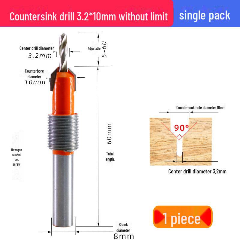 Головка сверла-зенкера из сплава с ограничителем для деревообработки и установки шурупов 3.2*10mm without limit
Головка сверла-зенкера из сплава с ограничителем для деревообработки и установки шурупов 3.2*10mm without limit