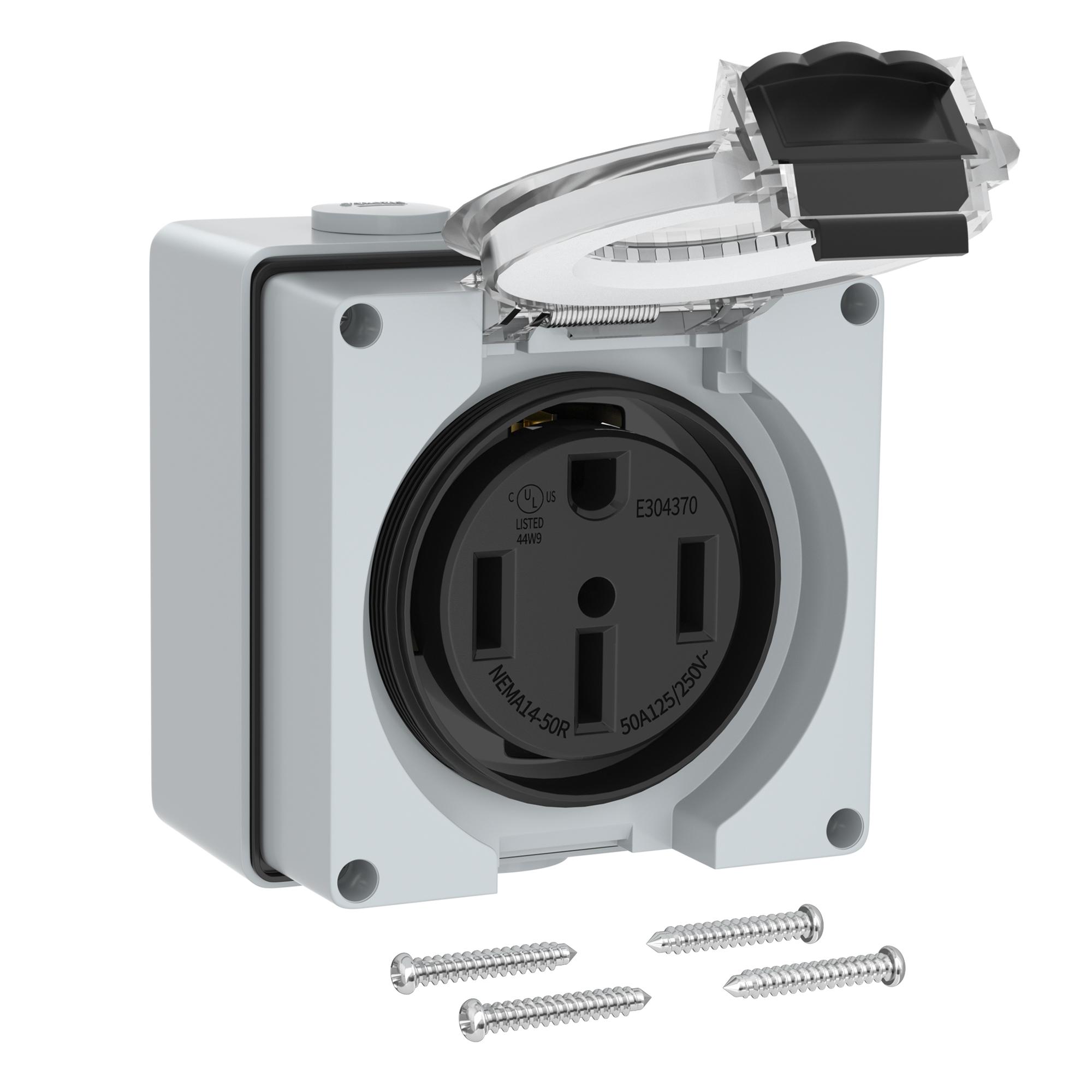 DaierTek 50 Amp RV Outlet Box 125/250V NEMA 14-50R RV Receptacle Weatherproof Electrical Power Outlet Panel for RV Camper Traile
DaierTek 50 Amp RV Outlet Box 125/250V NEMA 14-50R RV Receptacle Weatherproof Electrical Power Outlet Panel for RV Camper Traile