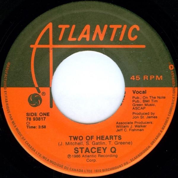 7inch Record STACEY Q - Two Of Hearts 7893817 Atlantic 1986 Canada Pop Used 
7inch Record STACEY Q - Two Of Hearts 7893817 Atlantic 1986 Canada Pop Used