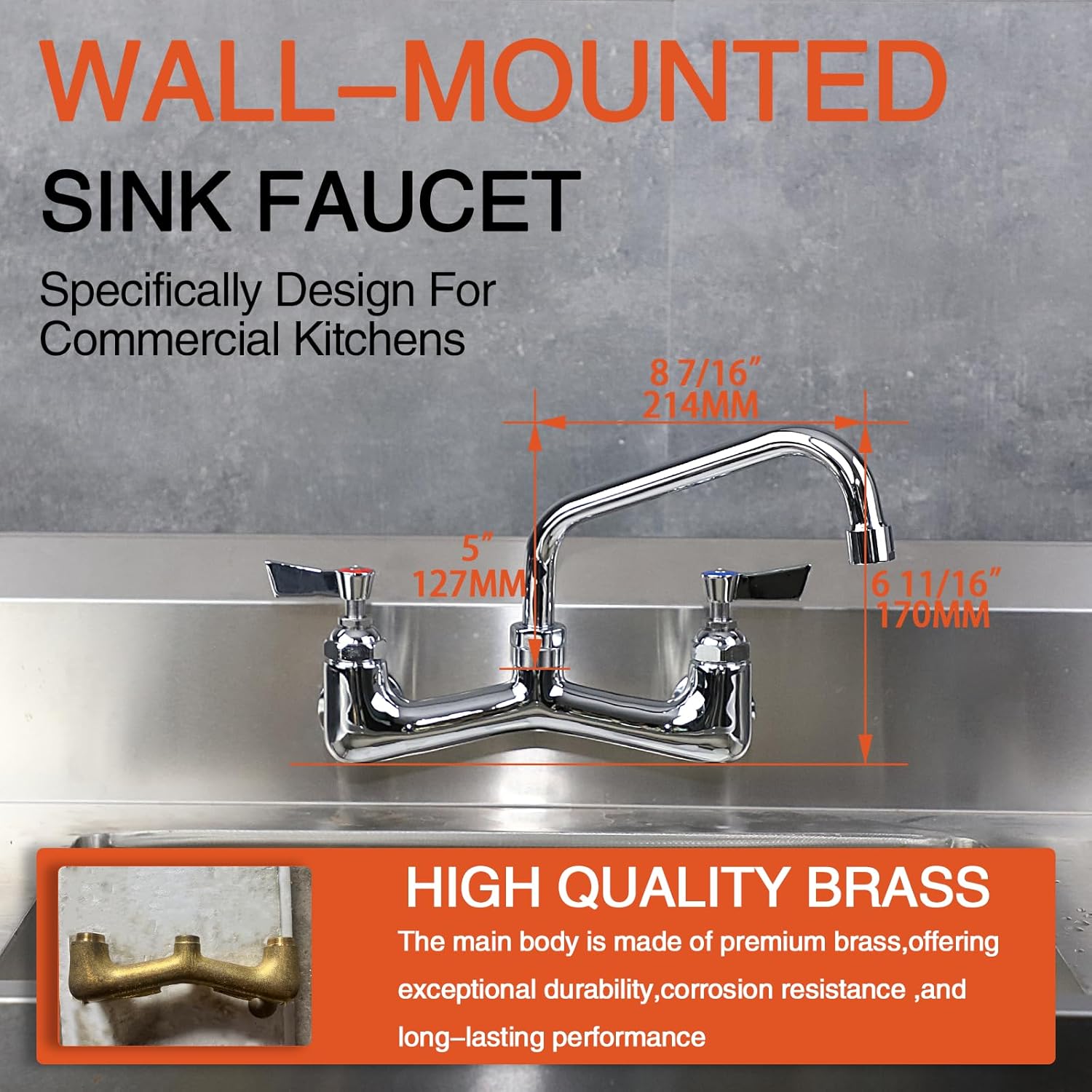 Настенный кухонный смеситель 8 поворотный излив хром двухрычажный смеситель для кухни, прачечной, ресторана United States
Настенный кухонный смеситель 8 поворотный излив хром двухрычажный смеситель для кухни, прачечной, ресторана United States