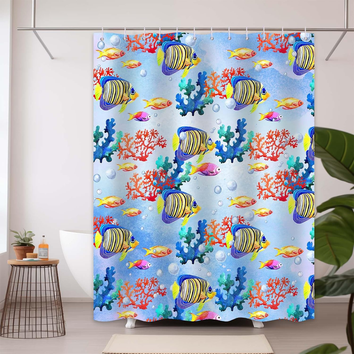 Cute Fish Shower Curtain Underwater Kids Boys Girls Bathroom Decor, Waterproof Fabric With Hooks, 72X72 Inch W60H190(CM)-1 Pcs
Cute Fish Shower Curtain Underwater Kids Boys Girls Bathroom Decor, Waterproof Fabric With Hooks, 72X72 Inch W60H190(CM)-1 Pcs