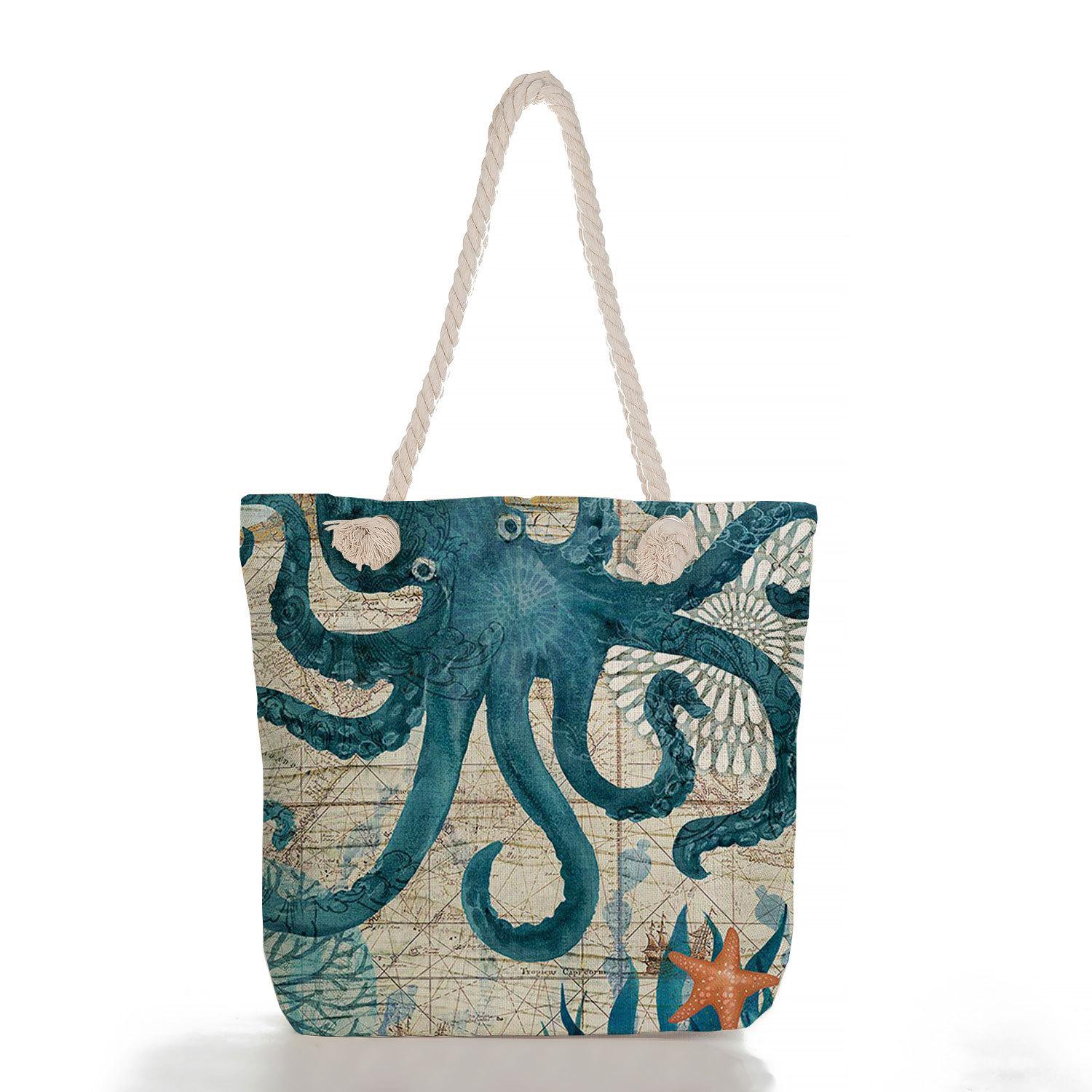 Multifunctional Seashells and starfish Printed Thick Rope Shoulder Beach Bag Casual large capacity handbag 0111 KTB
Multifunctional Seashells and starfish Printed Thick Rope Shoulder Beach Bag Casual large capacity handbag 0111 KTB
