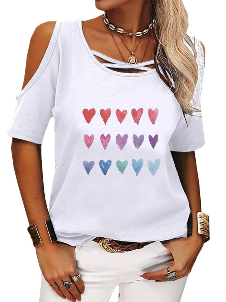 Женская футболка с открытыми плечами, повседневная футболка с коротким рукавом и круглым вырезом, летняя футболка с принтом L белый
Женская футболка с открытыми плечами, повседневная футболка с коротким рукавом и круглым вырезом, летняя футболка с принтом L белый