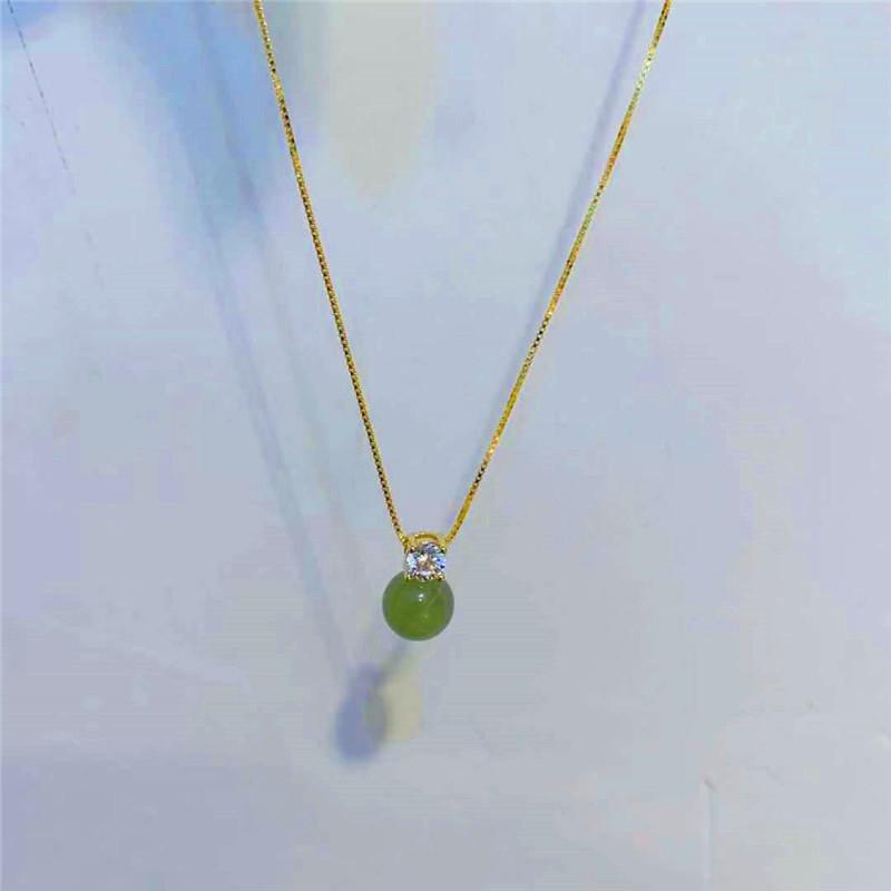 Handmade Hetian Jade Zircon Necklace9Silver collarbone chain, simple and elegant jewelry, Japanese and Korean style01101
Handmade Hetian Jade Zircon Necklace9Silver collarbone chain, simple and elegant jewelry, Japanese and Korean style01101