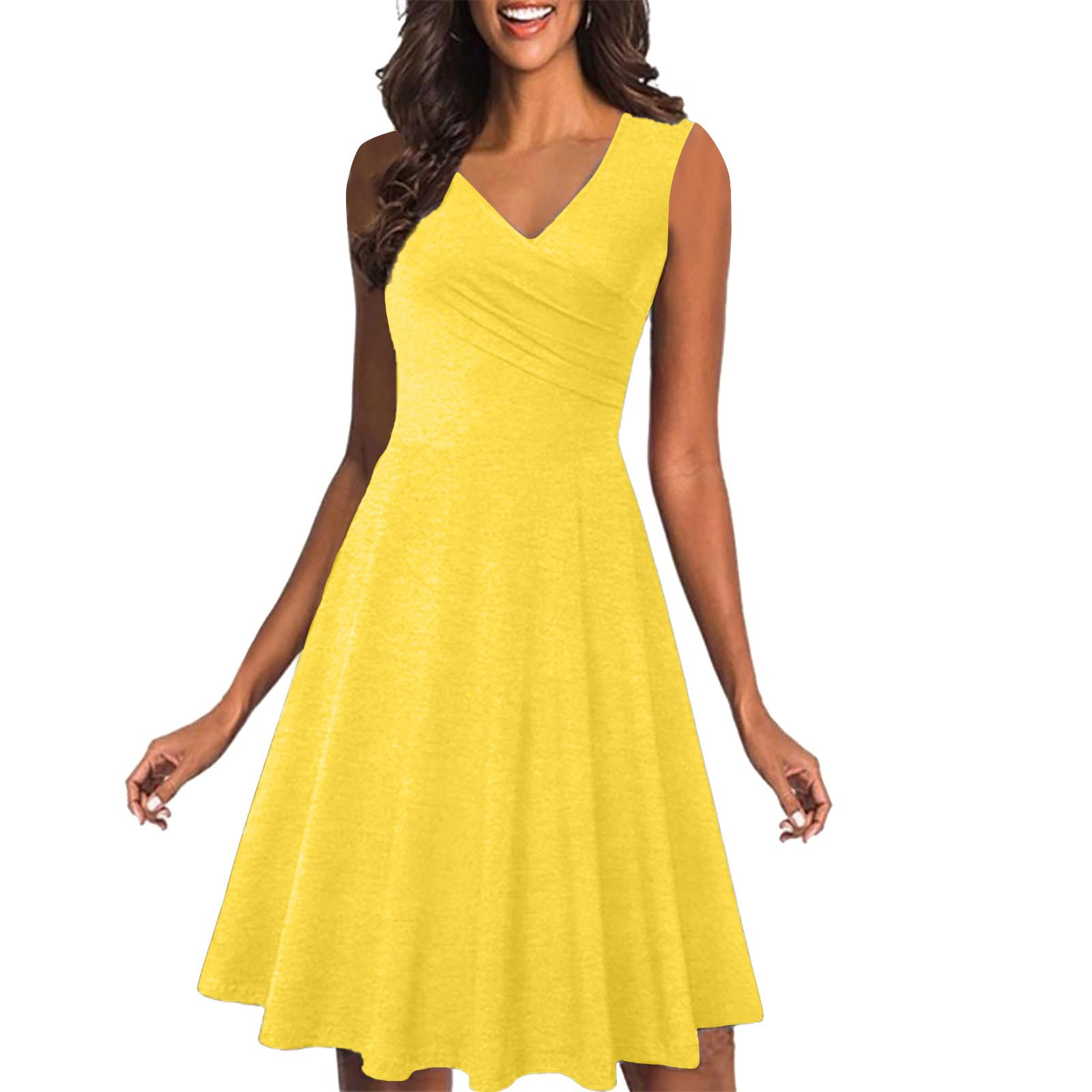 Модное женское летнее повседневное элегантное платье средней длины без рукавов с v-образным вырезом XXXL жёлтый
Модное женское летнее повседневное элегантное платье средней длины без рукавов с v-образным вырезом XXXL жёлтый