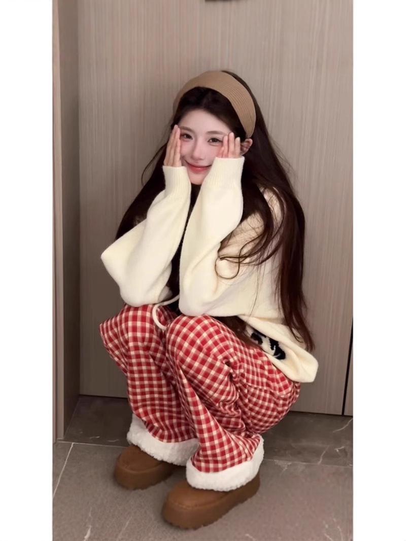 Milky Soft Pink Plaid High-Waisted Wide-Leg Pants for Women - Autumn/Winter Academic Style L
Milky Soft Pink Plaid High-Waisted Wide-Leg Pants for Women - Autumn/Winter Academic Style L