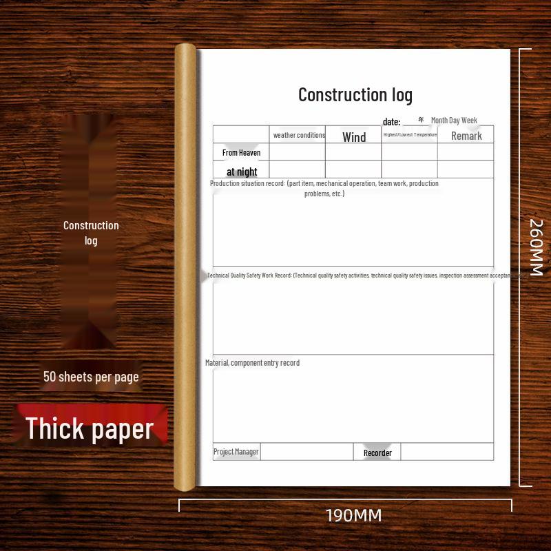 A4 Safety Construction Logbook 2023 - Single-Sided, Thickened, Loose-Leaf for Engineering Supervision No specification
A4 Safety Construction Logbook 2023 - Single-Sided, Thickened, Loose-Leaf for Engineering Supervision No specification