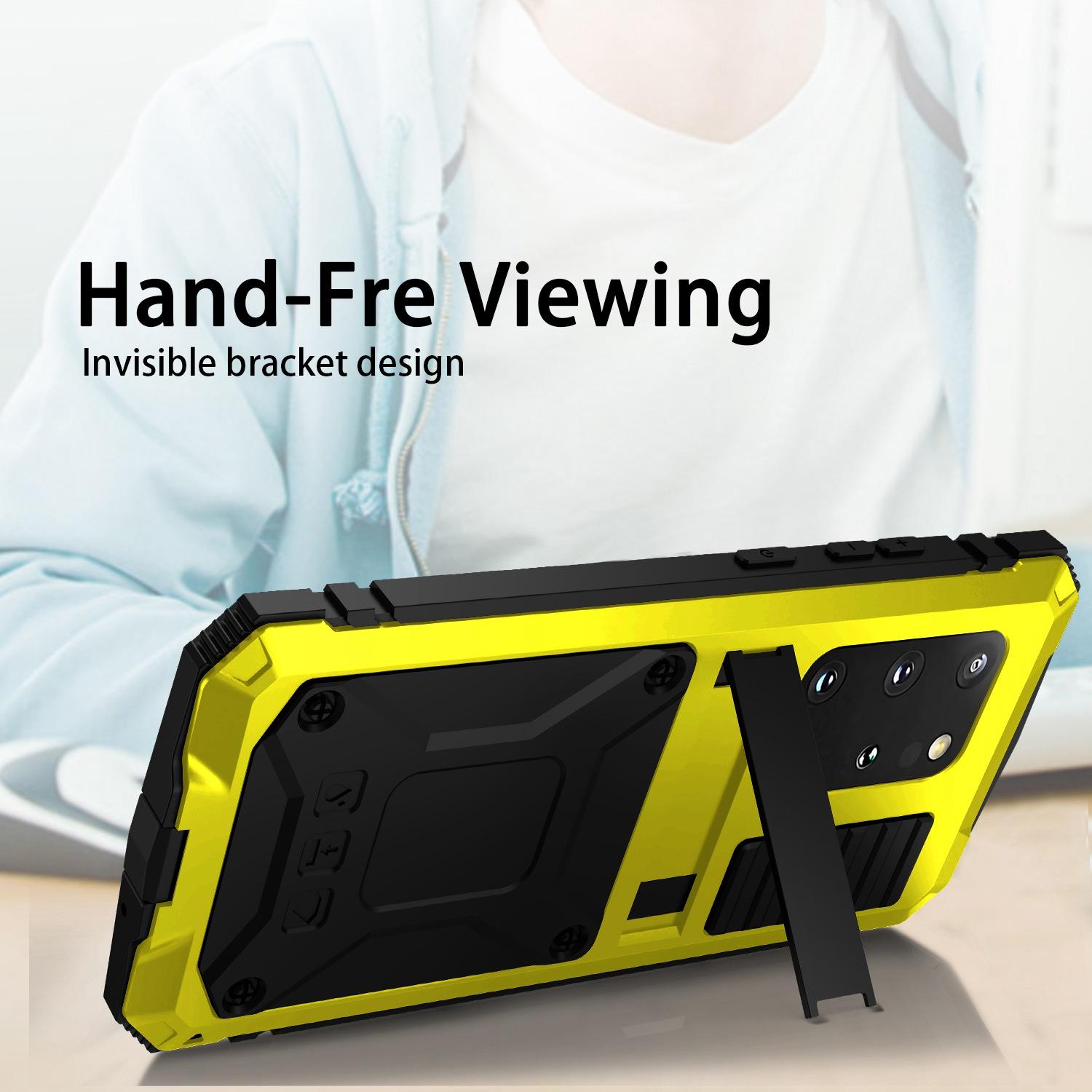R-JUST For Samsung Galaxy S20 Plus 4G/5G Dust-proof Splash-proof Phone Case Metal+Silicone+PC Kickstand Feature Cover with Tempered Glass Film Yellow
R-JUST For Samsung Galaxy S20 Plus 4G/5G Dust-proof Splash-proof Phone Case Metal+Silicone+PC Kickstand Feature Cover with Tempered Glass Film Yellow