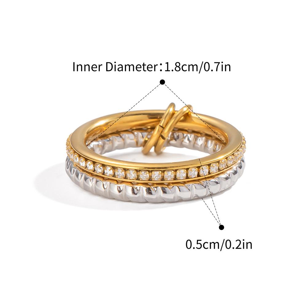 Stainless Steel Two Tone Double Layer Cubic Zirconia Circle Ring 18K Gold Plated Stackable Waterproof Ring for Women Jewelry
Stainless Steel Two Tone Double Layer Cubic Zirconia Circle Ring 18K Gold Plated Stackable Waterproof Ring for Women Jewelry