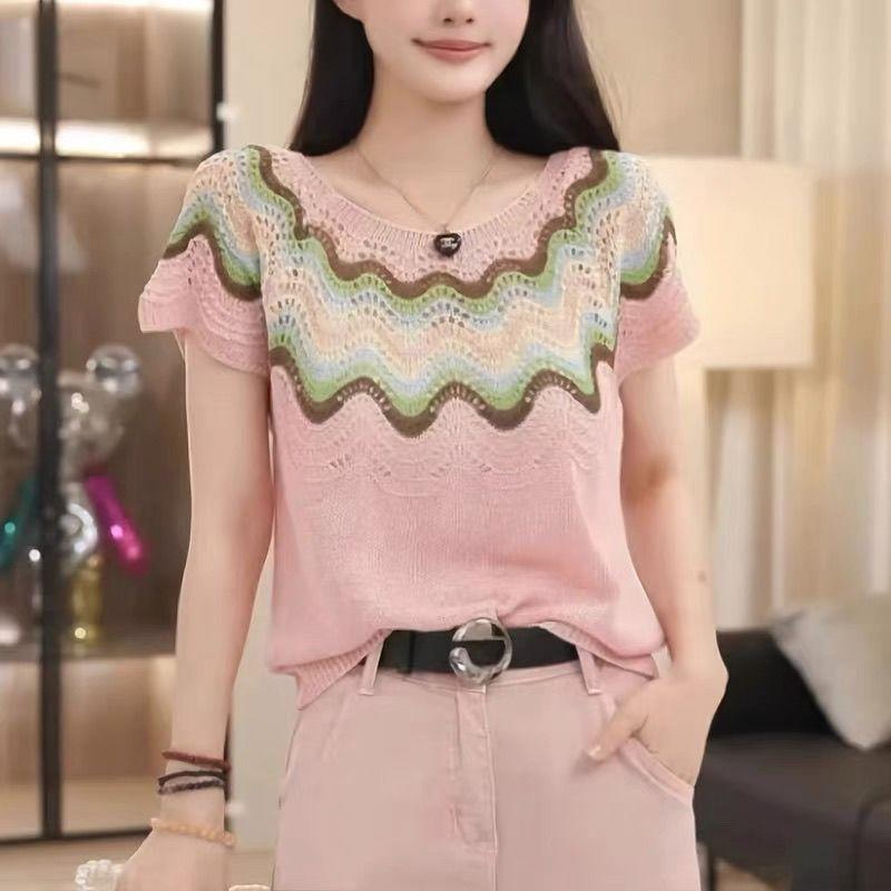 Summer Women s Hollow Short Sleeve Knitted Shirt with Design Sense Thin Loose Pullover Top 2XL
Summer Women s Hollow Short Sleeve Knitted Shirt with Design Sense Thin Loose Pullover Top 2XL