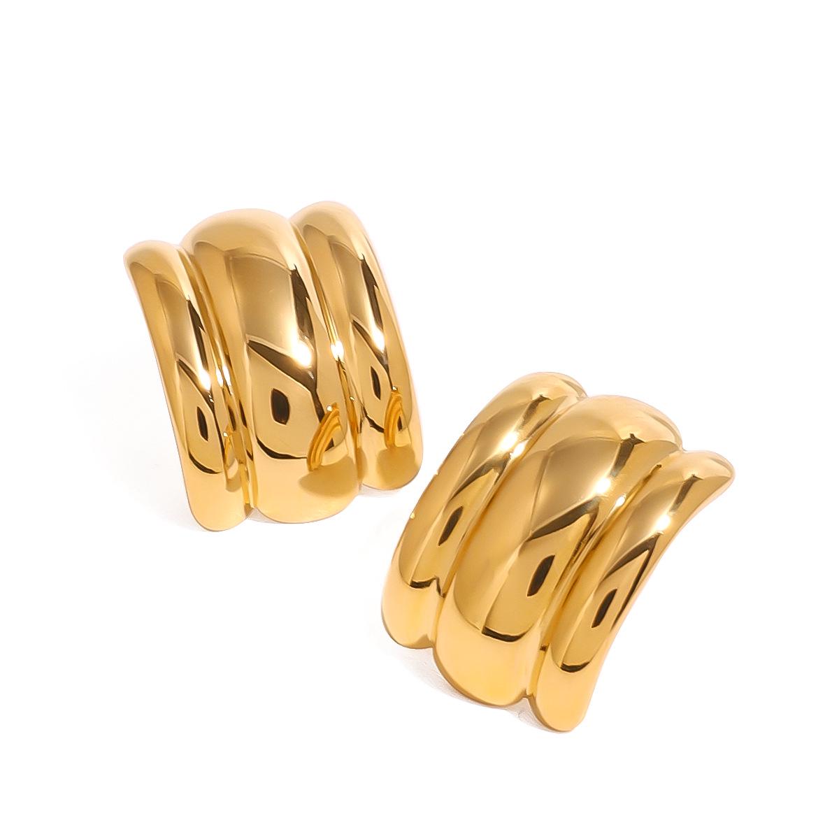 Trendy 18k Gold Stainless Steel Smooth Concave-Convex Earrings - Non-Fading Fashion Jewelry
Trendy 18k Gold Stainless Steel Smooth Concave-Convex Earrings - Non-Fading Fashion Jewelry