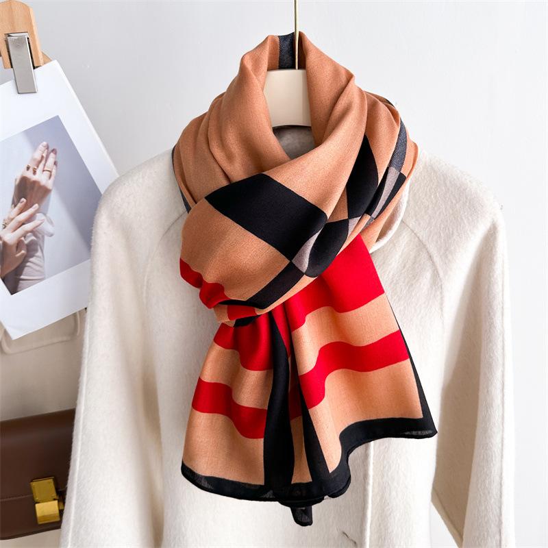 2024 Осень/Зима Новый Удлиненный Хлопок И Конопля Солнцезащитный Теплый Шаль Шея Универсальный Платок Для Женщин 178X66CM