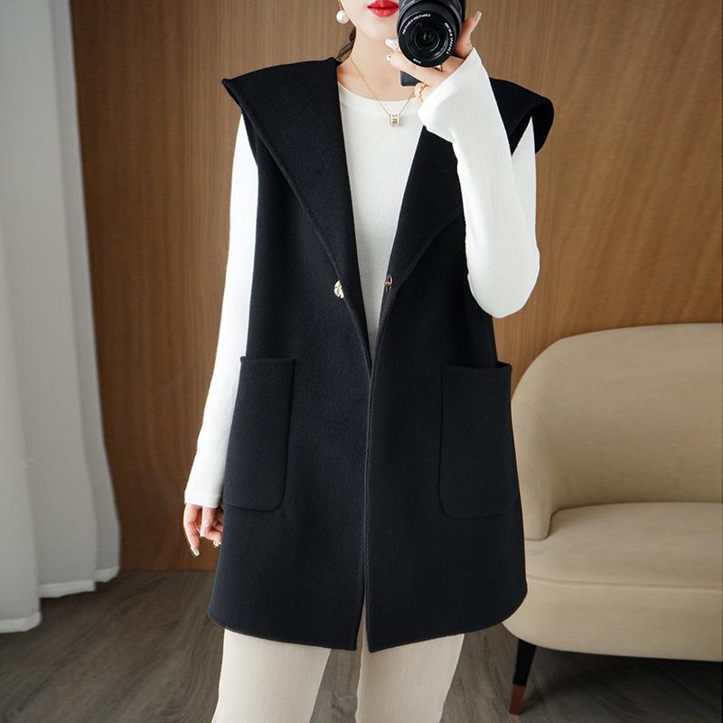 Женский двухсторонний шерстяной жилет-кардиган с капюшоном для осени/зимы S (suitable for 95-108 jin)
Женский двухсторонний шерстяной жилет-кардиган с капюшоном для осени/зимы S (suitable for 95-108 jin)