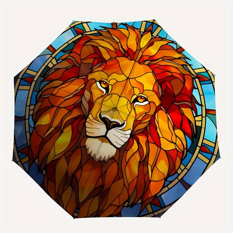 1pc Lion Stained_Glass Automatic Folding Umbrella, 8-Rib Sturdy Canopy, Portable Travel Umbrella for Outdoor Use
1pc Lion Stained_Glass Automatic Folding Umbrella, 8-Rib Sturdy Canopy, Portable Travel Umbrella for Outdoor Use