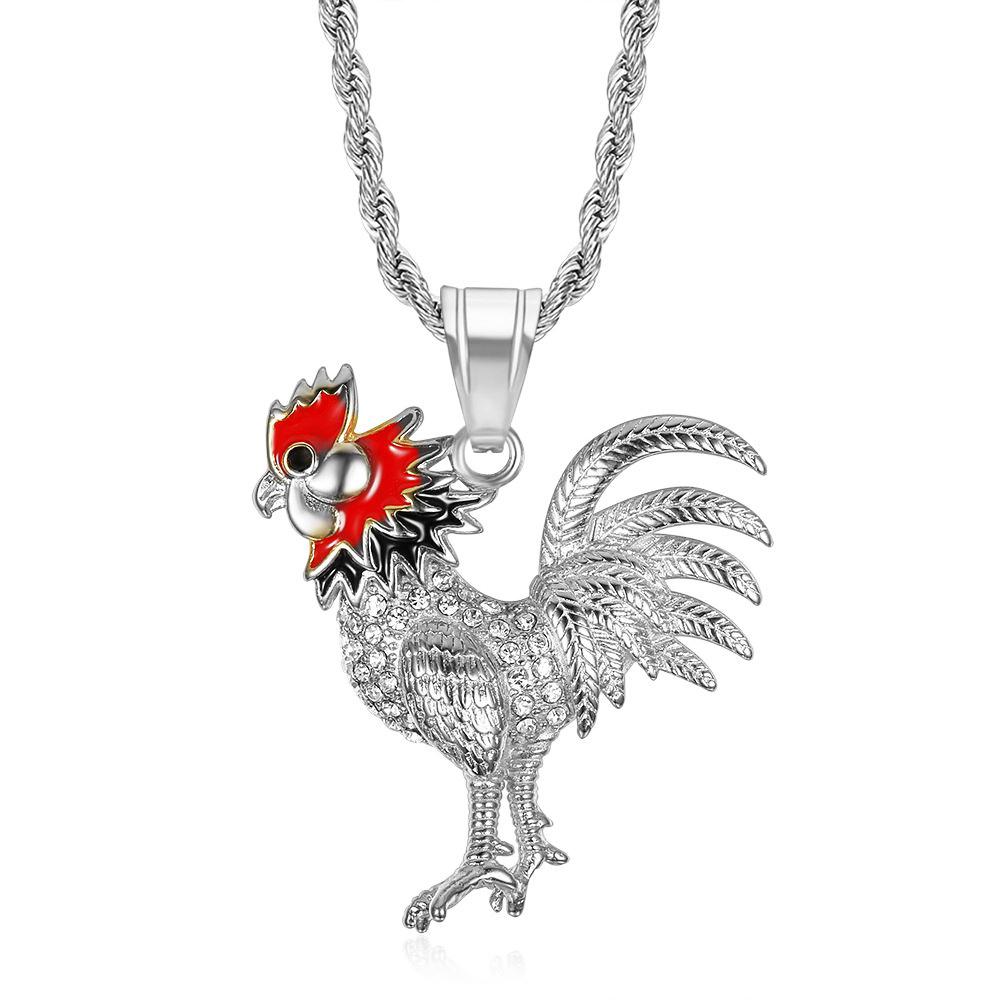 Hip Hop Iced Out Bling Rooster Pendant Necklace Gold Color Stainless Steel Chains For Men Women Animal Jewelry Dropshipping 50cm
Hip Hop Iced Out Bling Rooster Pendant Necklace Gold Color Stainless Steel Chains For Men Women Animal Jewelry Dropshipping 50cm