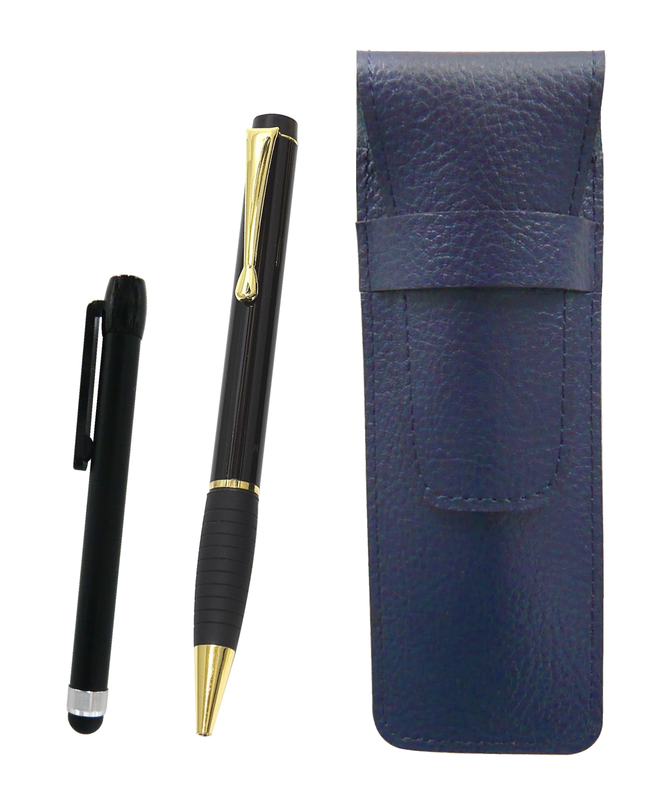 Grained leather pencil case blue metal touch stick black and midnight rubber rotating ballpoint pen set black SASL-ALB-T102BP-B
Grained leather pencil case blue metal touch stick black and midnight rubber rotating ballpoint pen set black SASL-ALB-T102BP-B