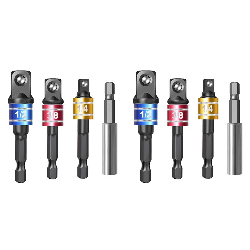 8 Pieces Impact Driver Socket Adapter Set For 1/4 Inch Hex Shank To Square Socket Turn Power Drill Into Nut Driver-B61B
8 Pieces Impact Driver Socket Adapter Set For 1/4 Inch Hex Shank To Square Socket Turn Power Drill Into Nut Driver-B61B