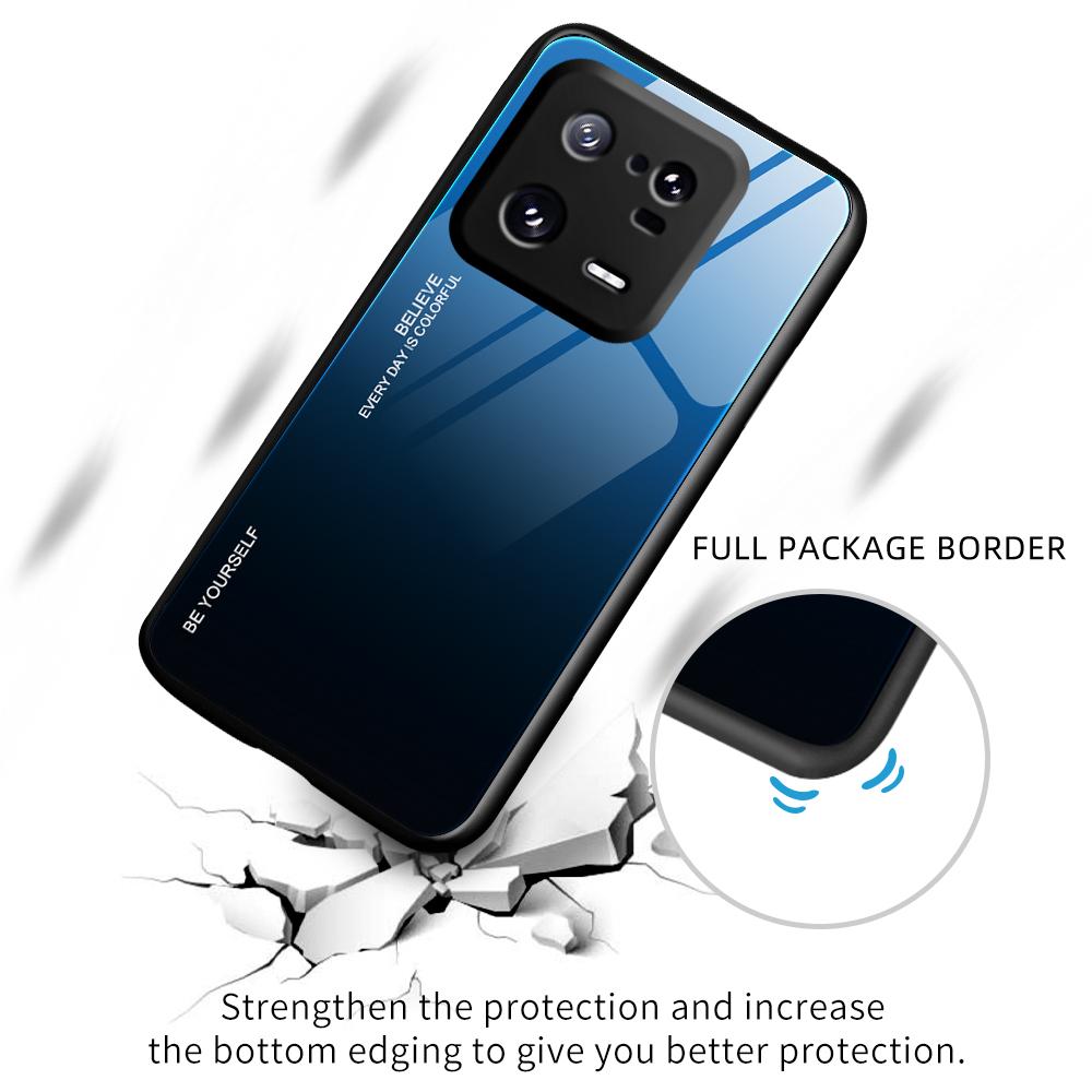 For Xiaomi 13 5G Gradient Color Tempered Glass Phone Case PC+TPU Fall Prevention Protective Cover Blue/Black
For Xiaomi 13 5G Gradient Color Tempered Glass Phone Case PC+TPU Fall Prevention Protective Cover Blue/Black