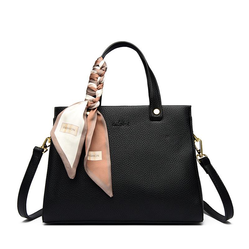 Новая женская многосекционная сумка кроссбоди большой вместимости - Мягкая городская простая премиальная текстура Прочная модная универсальная дорожная наплечная сумка чёрный