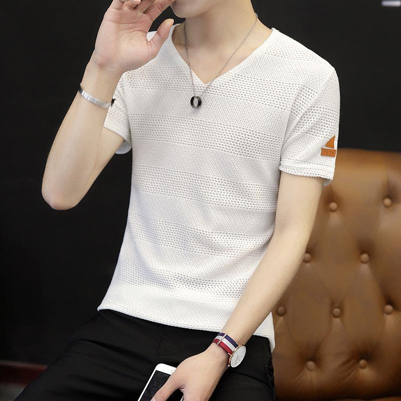 Men V Neck Hollow Out Knit T Shirt Short Sleeve Slim Fit Casual Gradient Texture Top M белый
Men V Neck Hollow Out Knit T Shirt Short Sleeve Slim Fit Casual Gradient Texture Top M белый